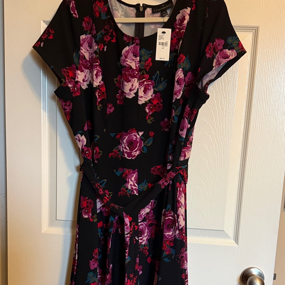 Lane Bryant Black and Purple Floral Midi Dress